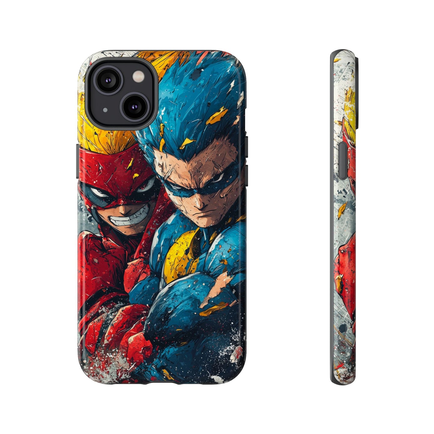 Comic Clash: Superhero Duo | Action, Power, Justice, Heroes, Manga Style Phone Case for iPhone, Samsung & Pixel