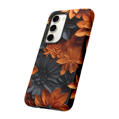 Orange & Black 3D Floral Mobile Case