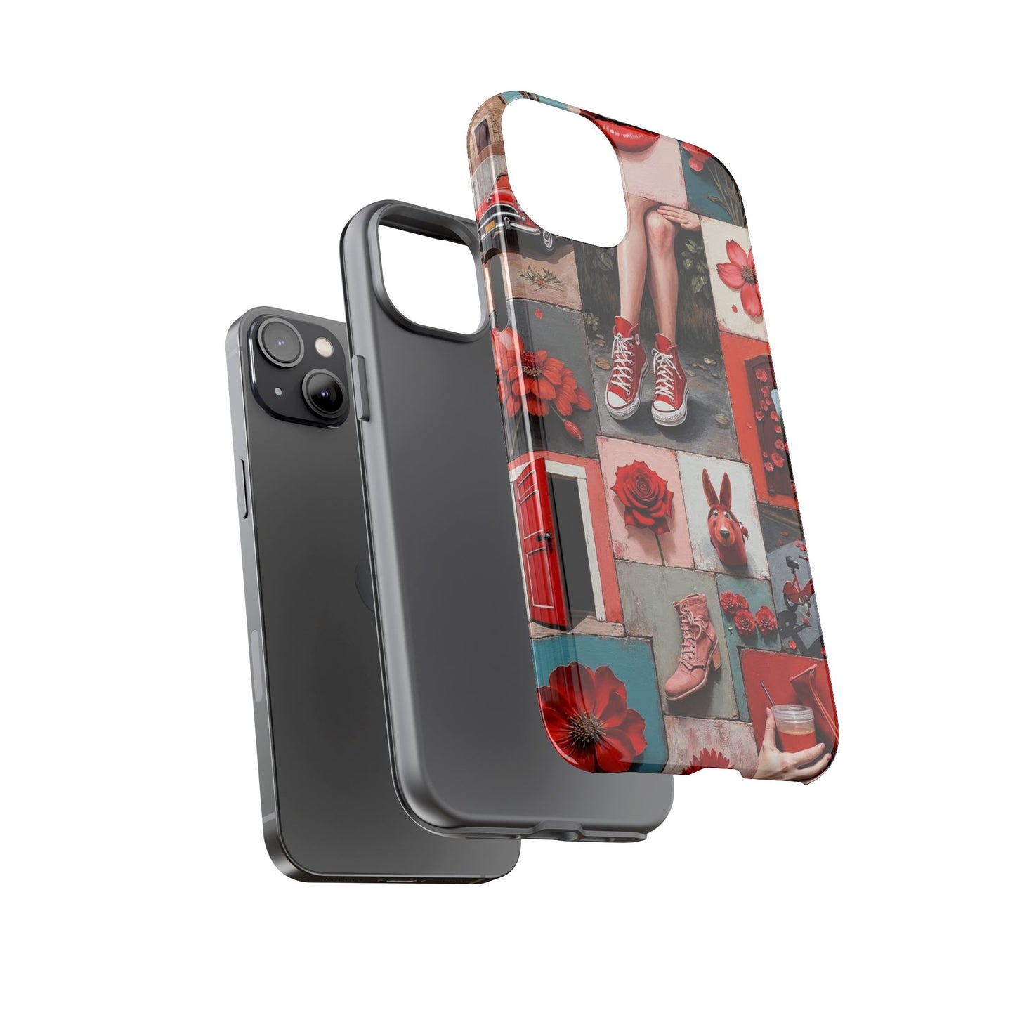 Red Sneakers & Roses Collage Phone Case