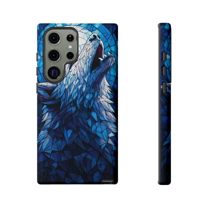 Mystic Moon Wolf – Stained Glass Mosaic Phone Case for iPhone, Samsung & Pixel
