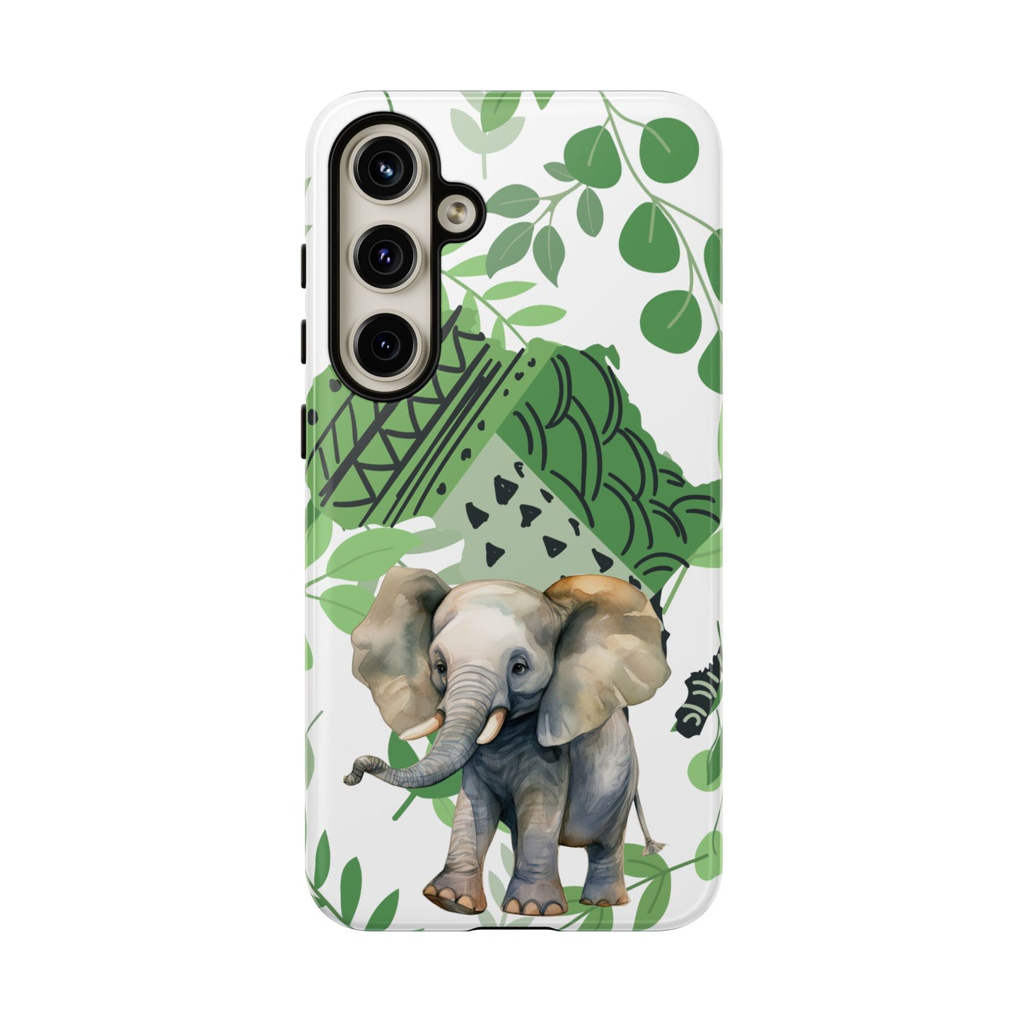 Playful Baby Elephant Mobile Cover – Tropical Boho Art