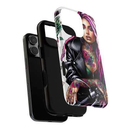 Neon Rebel – Vibrant Biker Queen Mobile Cover