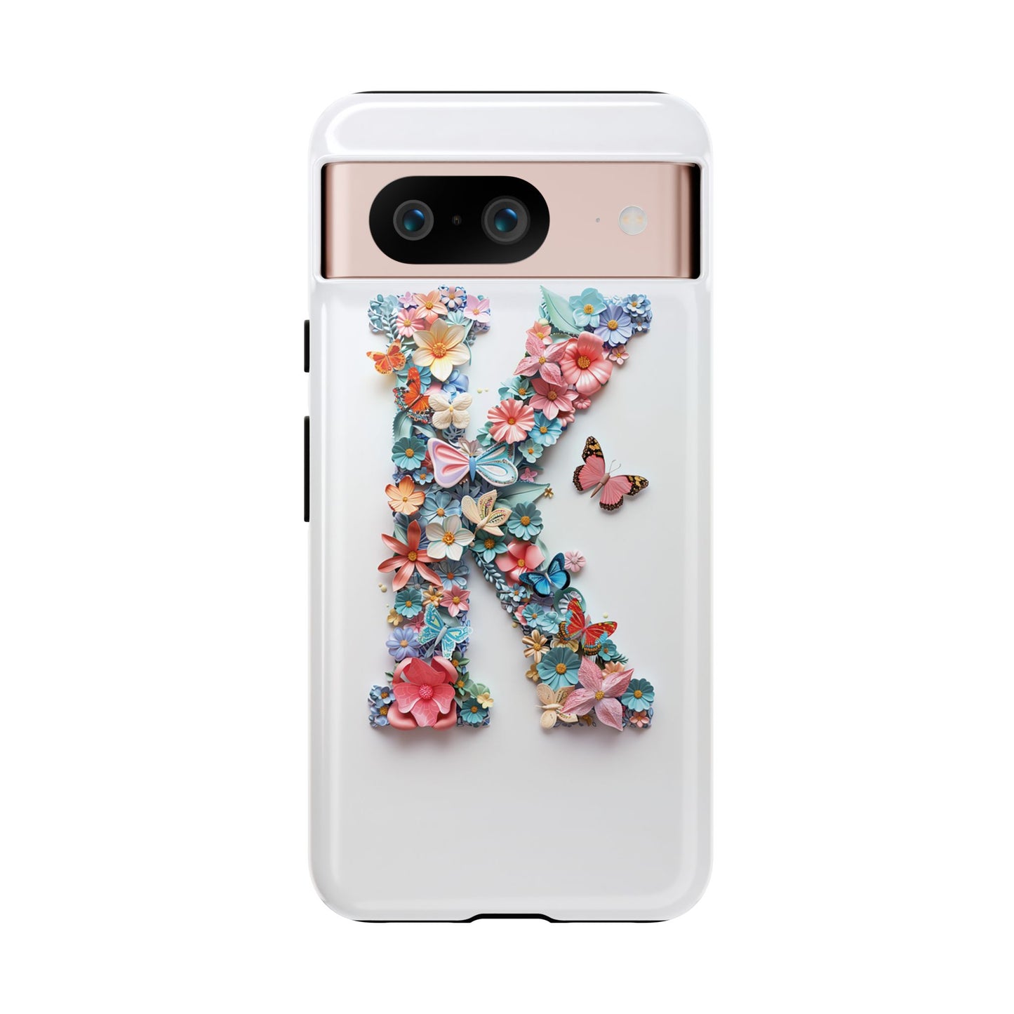 Floral Letter K Phone Case – Personalized Aesthetic Cover for iPhone, Samsung & Google Pixel