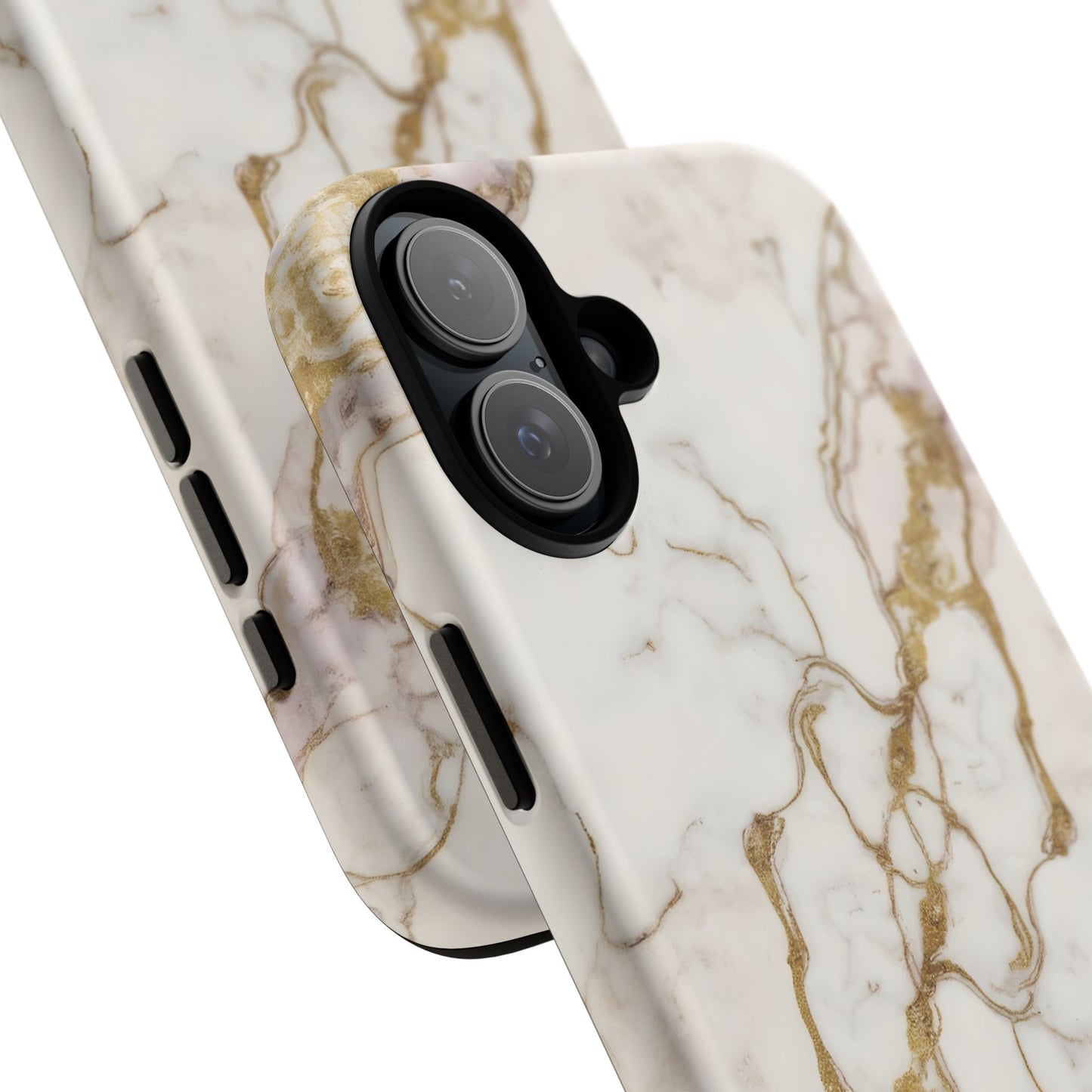 Elegant White and Gold Marble Case Design