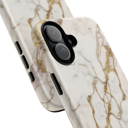 Elegant White and Gold Marble Case Design