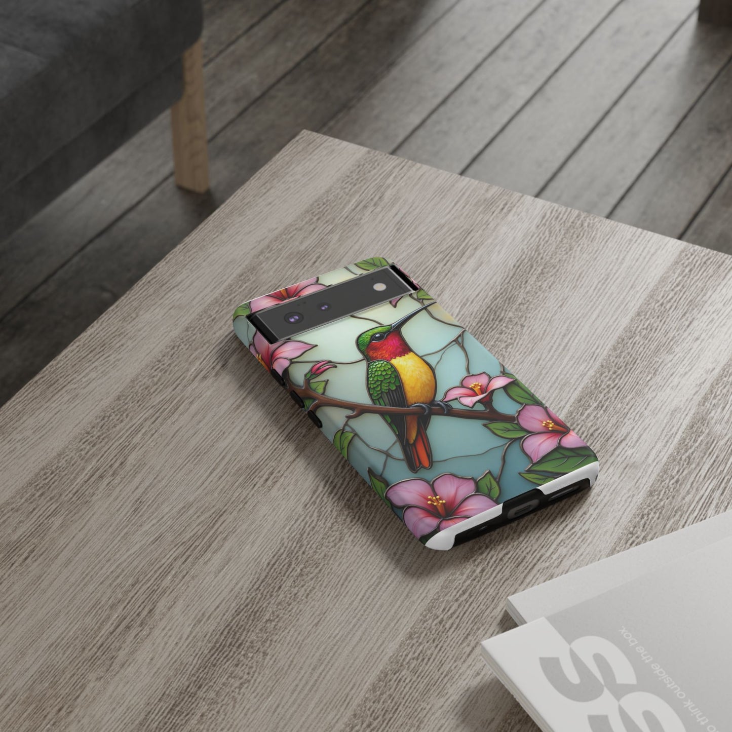 Elegant Hummingbird with Floral Mosaic | Artistic Nature Design