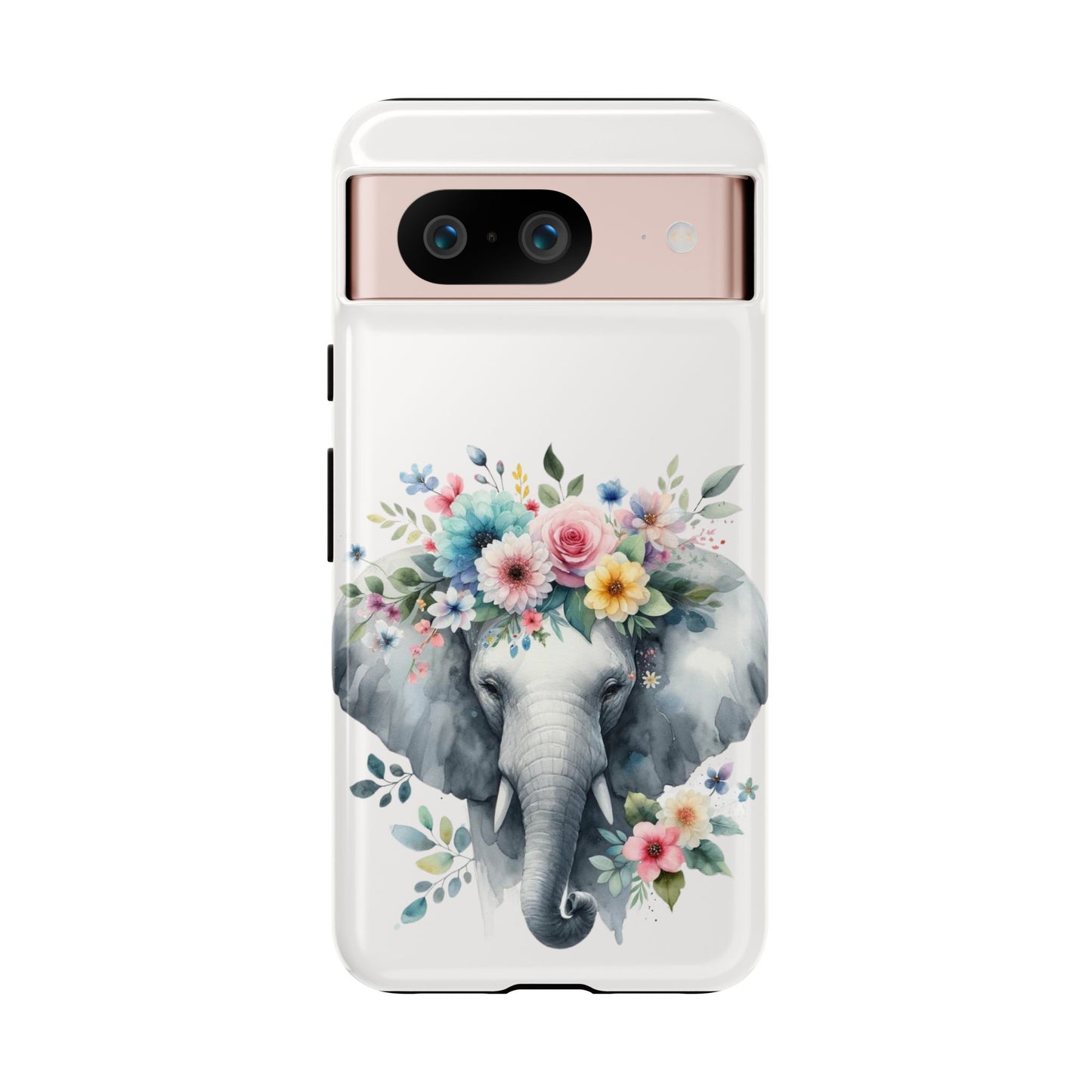 Floral Crown Elephant Mobile Cover – Elegant Watercolor Art