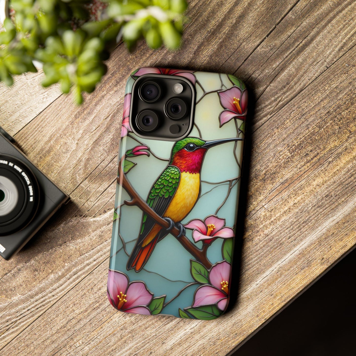 Elegant Hummingbird with Floral Mosaic | Artistic Nature Design