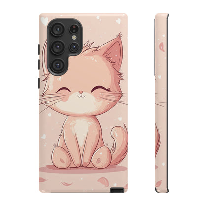 Kawaii Blush Kitty – Chibi Anime Cat Phone Case for iPhone, Samsung & Pixel