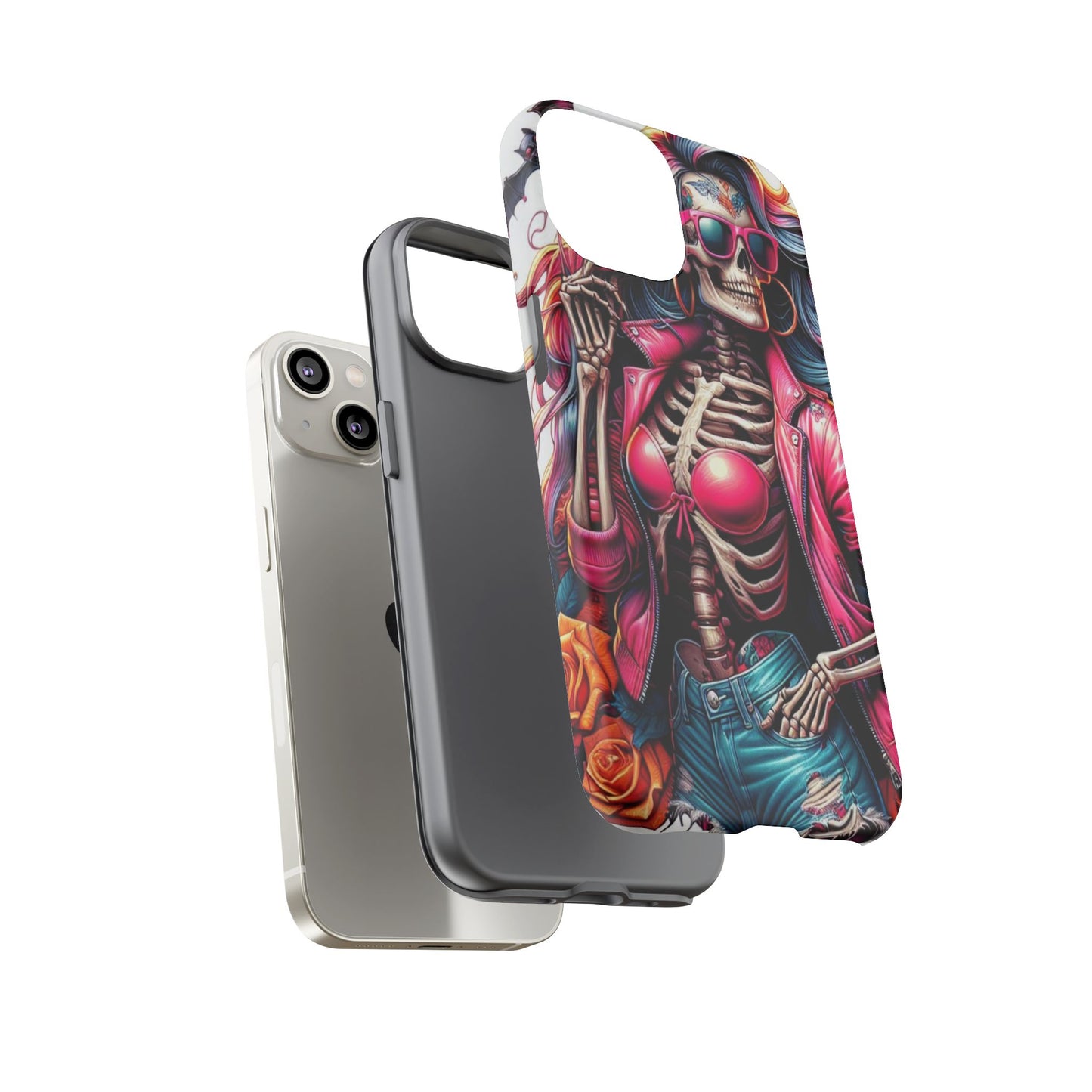 Neon Bones – Retro Skeleton & Vibrant Punk Aesthetic Mobile Cover