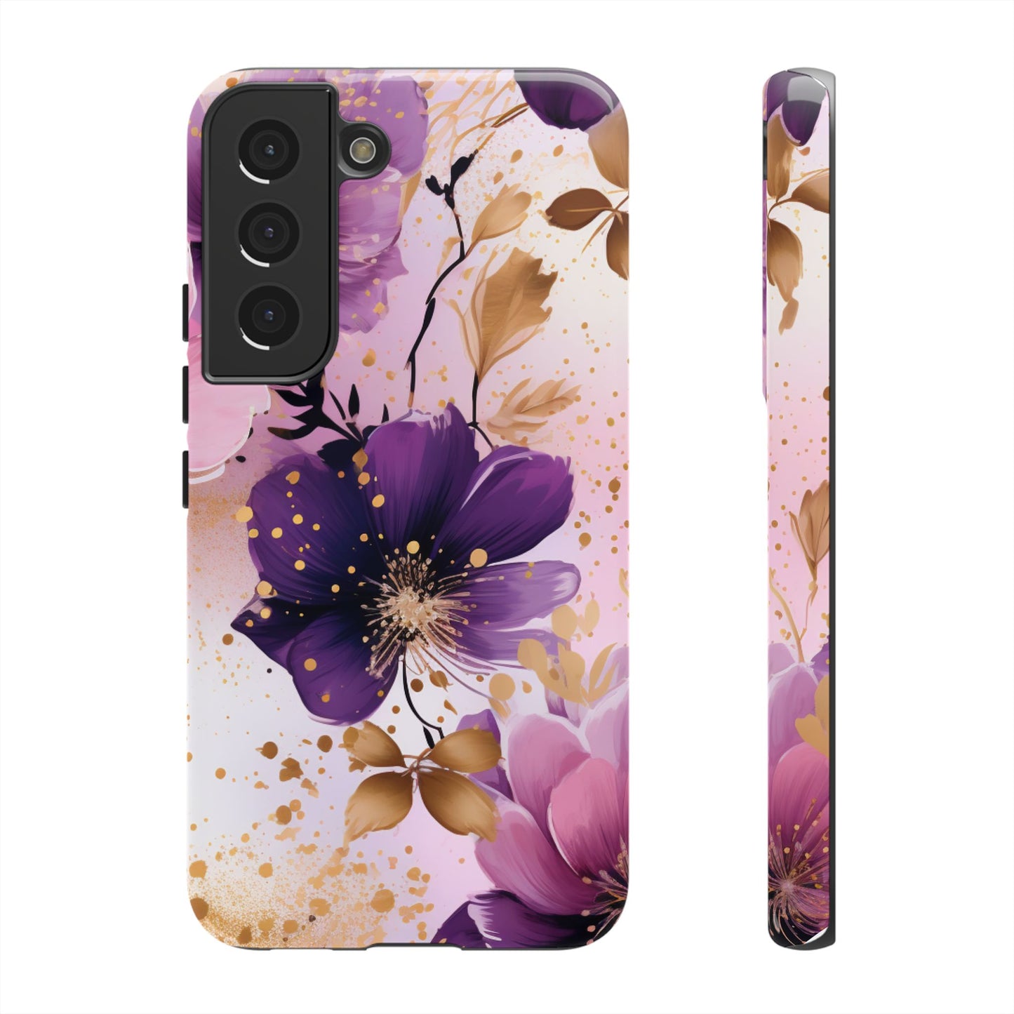 Luxury Purple & Gold Floral Aesthetic Mobile Case