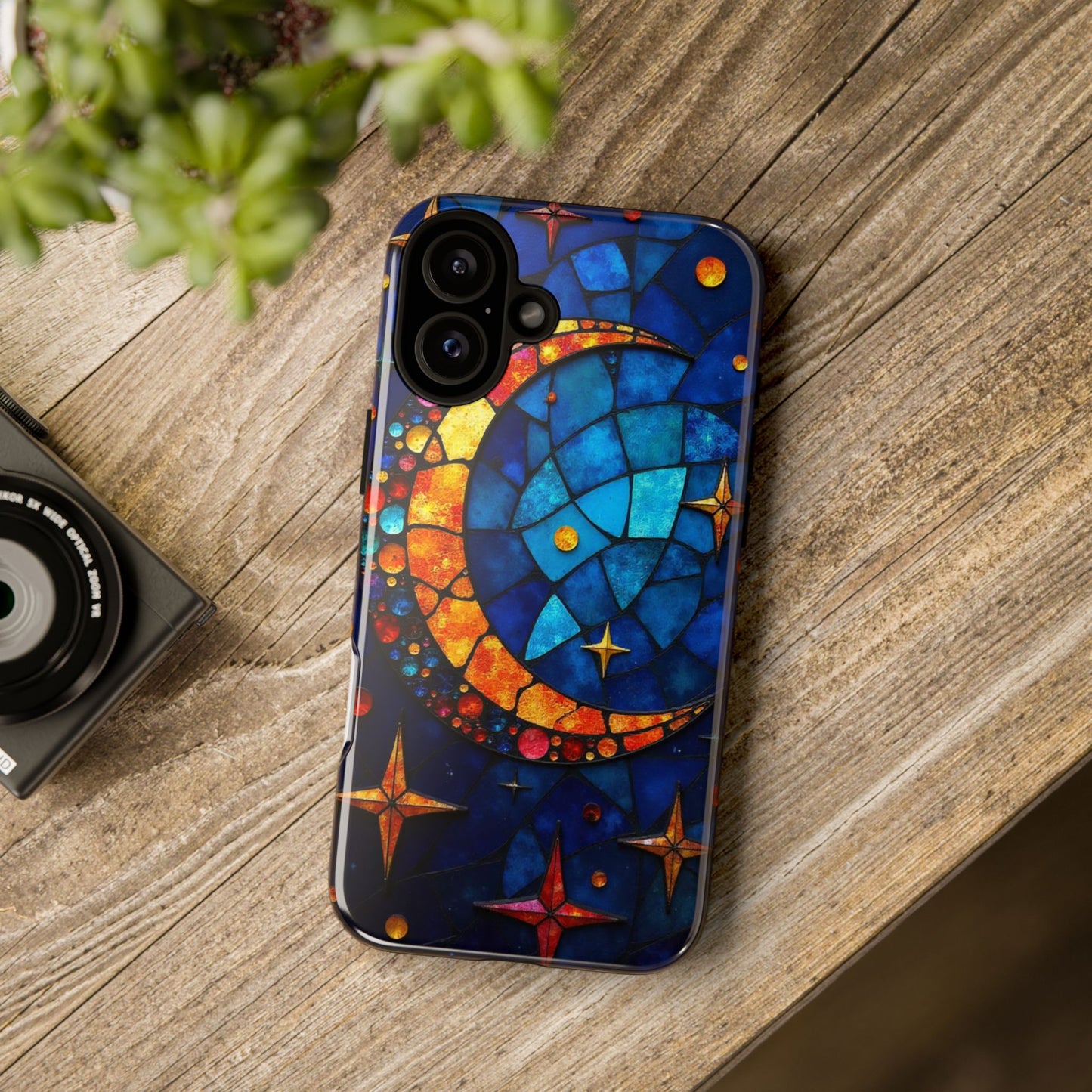 Celestial Crescent: Moon and Stars in Color