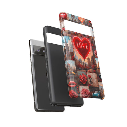 Neon Love Heart & Rose Phone Case