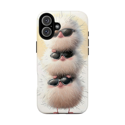 Fluffy Stack Anime Phone Case – Cute Furry Creatures with Sunglasses, Kawaii Aesthetic Design for iPhone, Samsung & Google Pixel