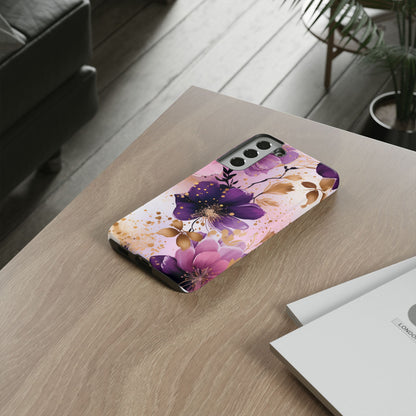 Luxury Purple & Gold Floral Aesthetic Mobile Case