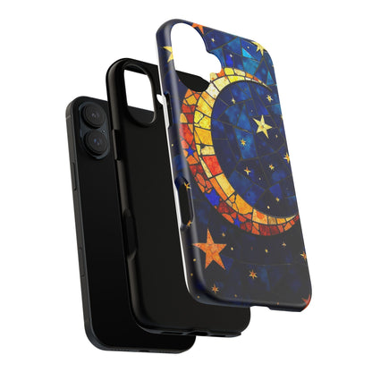 Celestial Crescent: Vibrant Moon and Stars Phone Case
