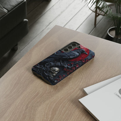Gothic Sculpture Of Raven On Charcoal Tree Branch phone case design