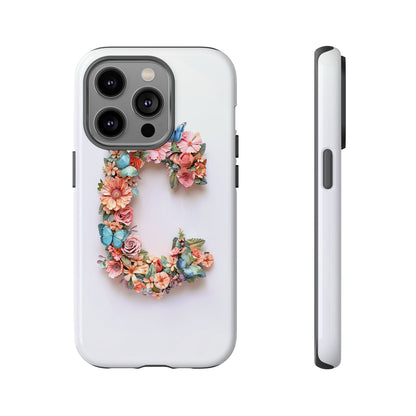 Floral Letter C Phone Case – Personalized Aesthetic Cover for iPhone, Samsung & Google Pixel