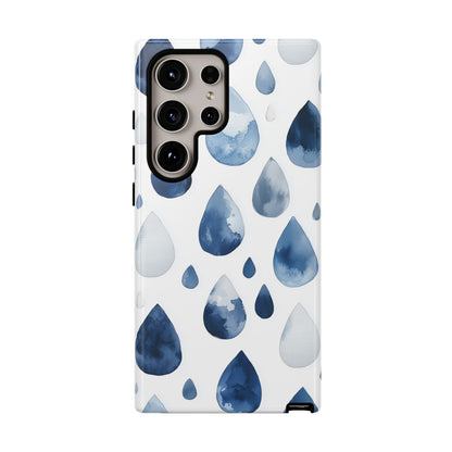 Indigo Rain Drops Watercolor Phone Case for iPhone, google Pixel & Samsung