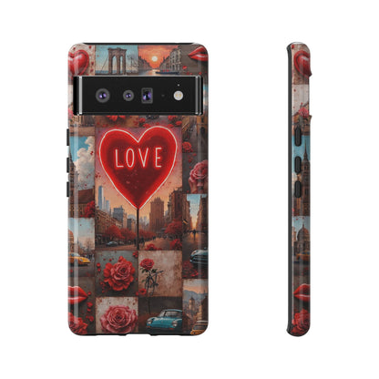 Neon Love Heart & Rose Phone Case