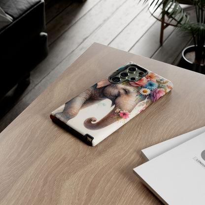 Joyful Floral Elephant Mobile Cover – Whimsical Watercolor Art