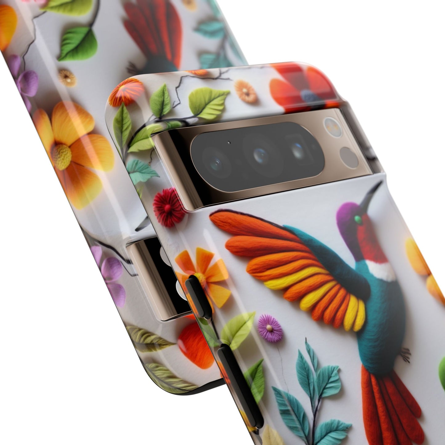 Embroidered Hummingbird with Floral Design | Nature's Elegant Stitch | iPhone 16 Pro