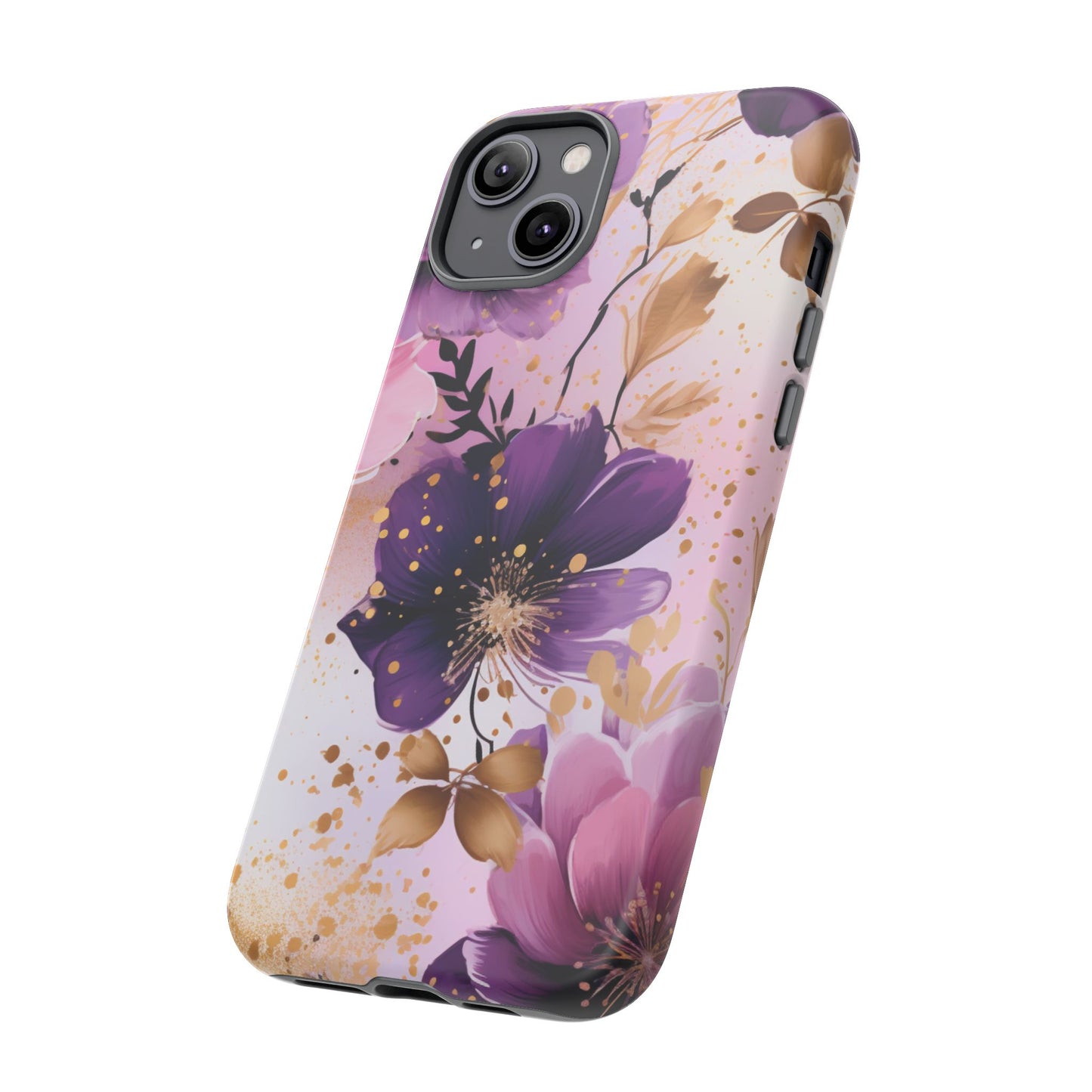 Luxury Purple & Gold Floral Aesthetic Mobile Case