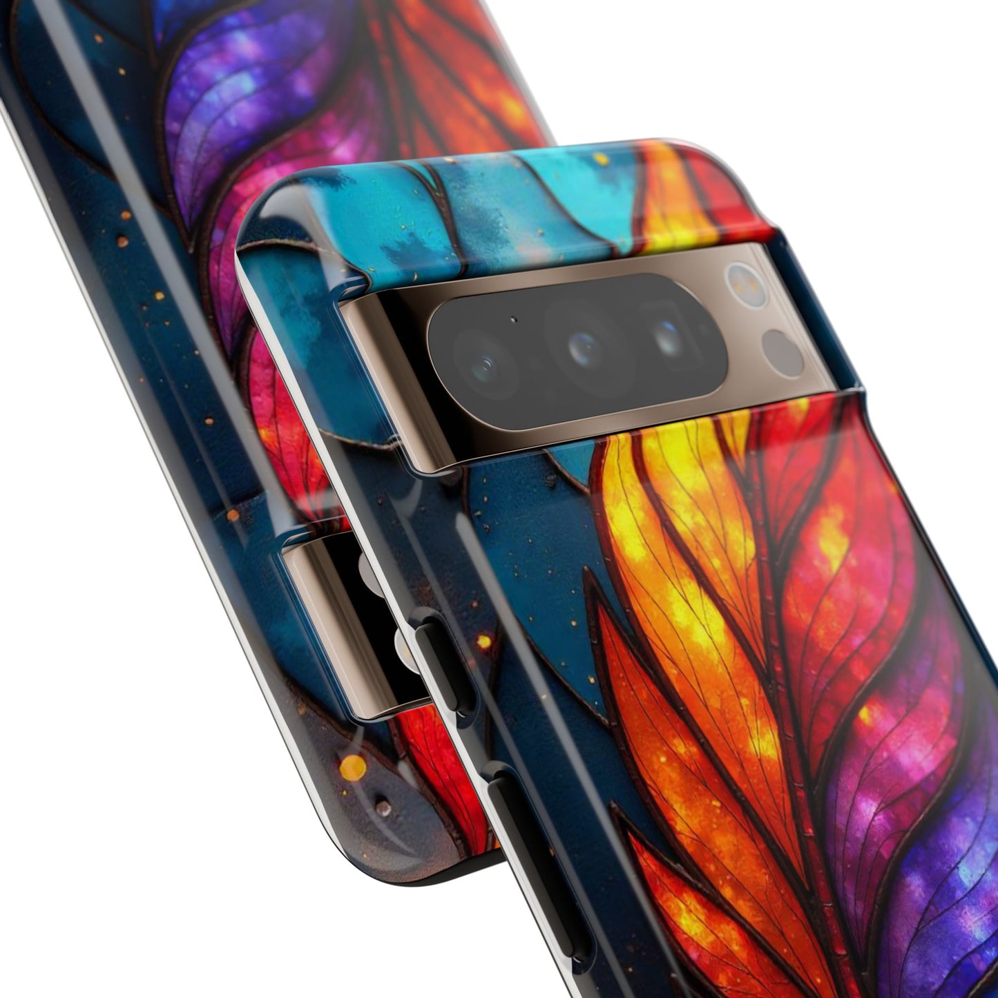 Vivid Feather: Stained Glass Abstract Art