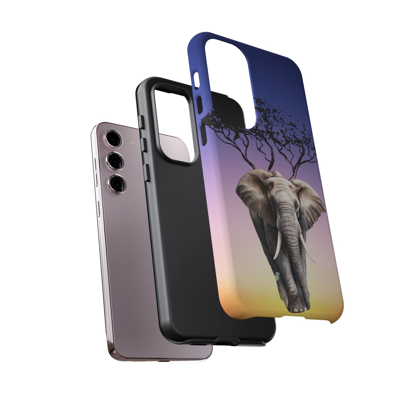 Surreal Elephant Tree Mobile Cover – Dreamy Sunset Fantasy