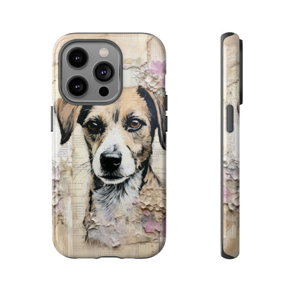 Vintage Collage Dog Portrait Mobile Cover – Artistic Mixed Media Design