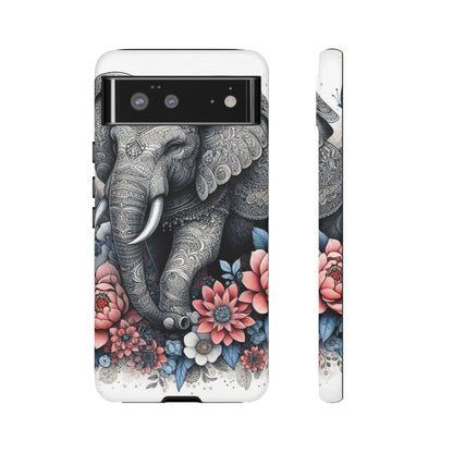 Mandala Elephant Mobile Cover – Elegant Black & White Floral Art