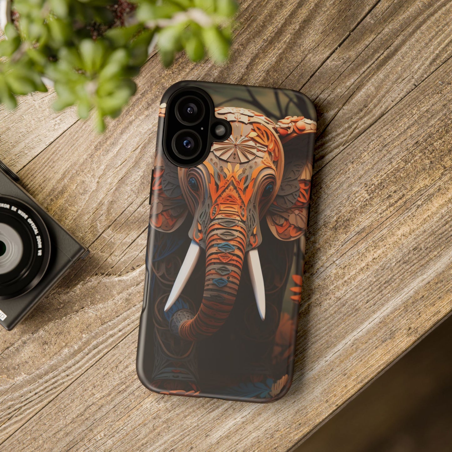 Elegant Artistic Elephant Mobile Cover – Intricate Paper-Cut Design
