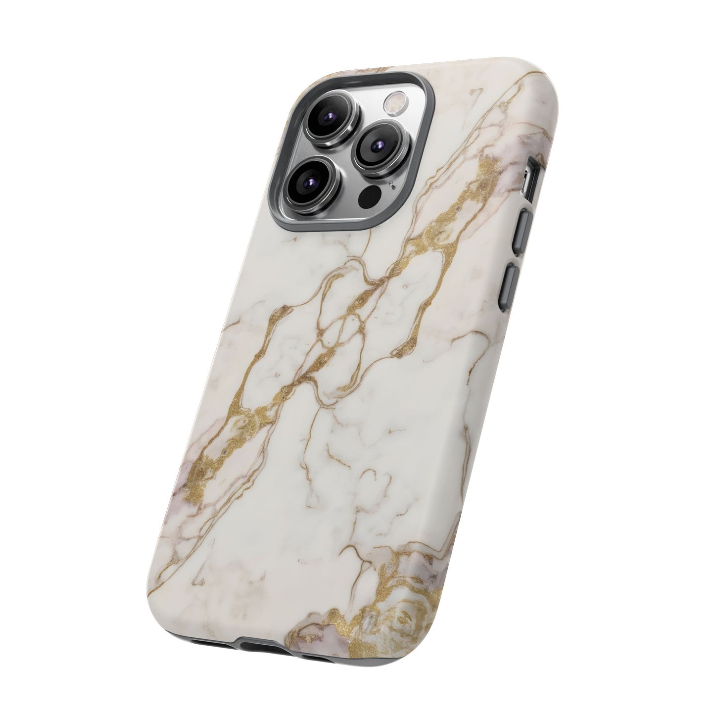 Elegant White and Gold Marble Case Design