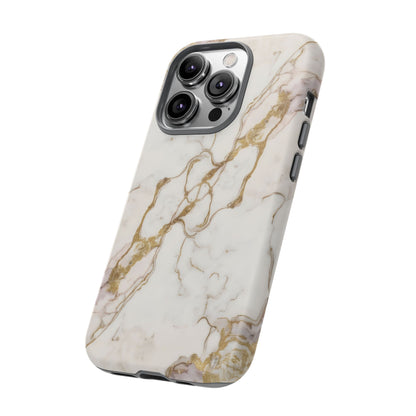 Elegant White and Gold Marble Case Design