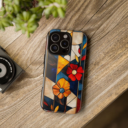 Bloomlines – Geometric Floral Stained Glass Phone Case for iPhone, Samsung & Pixel