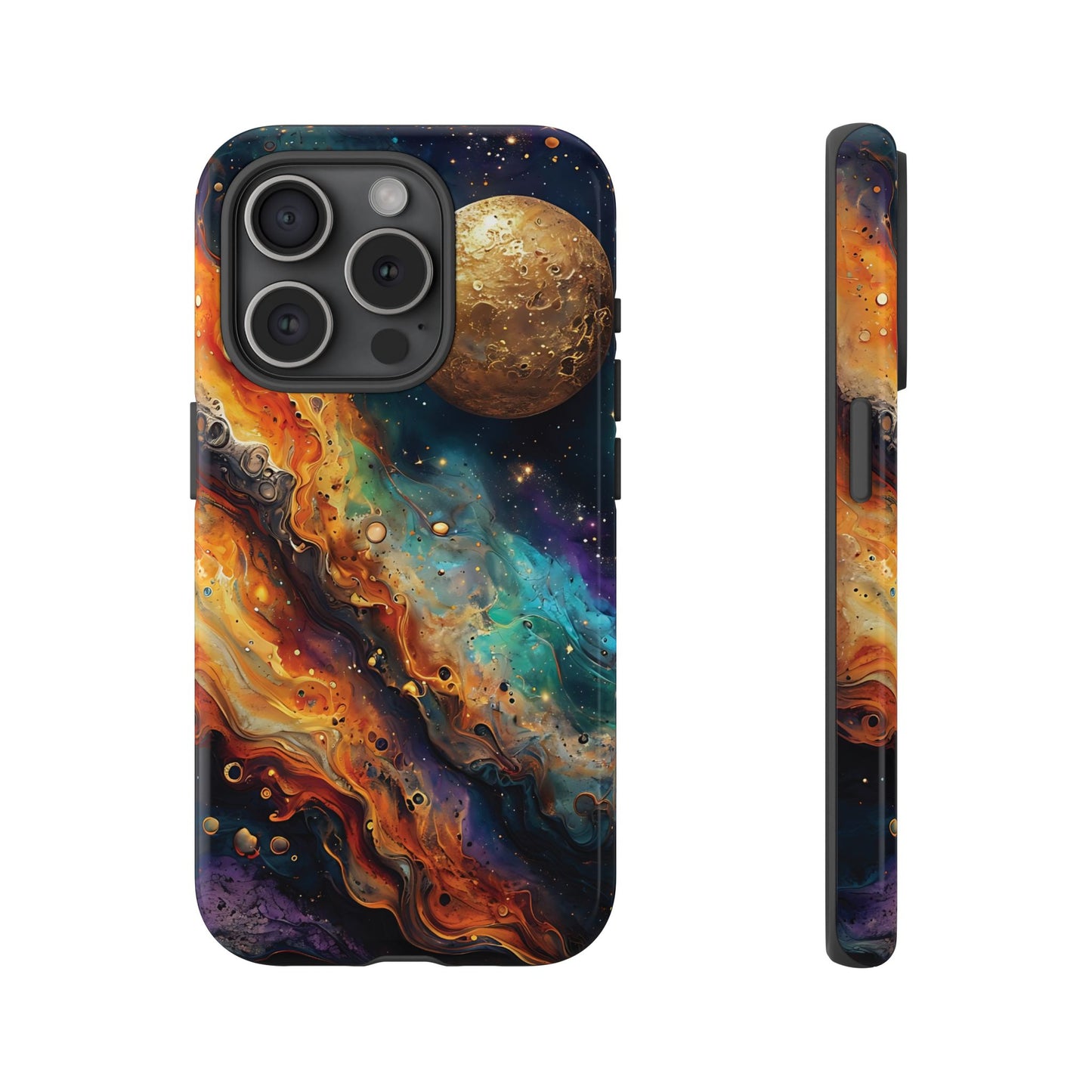 Cosmic Abstract Artwork With Dynamic Swirling Fluid Patterns phone case design.