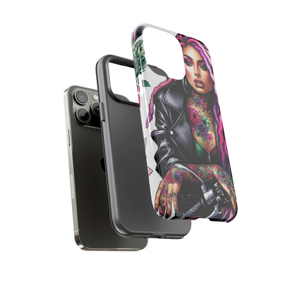 Neon Rebel – Vibrant Biker Queen Mobile Cover