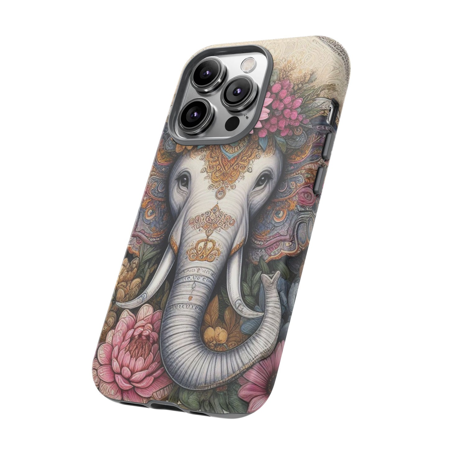 Elegant Floral Elephant Mobile Cover – Royal Mandala Art