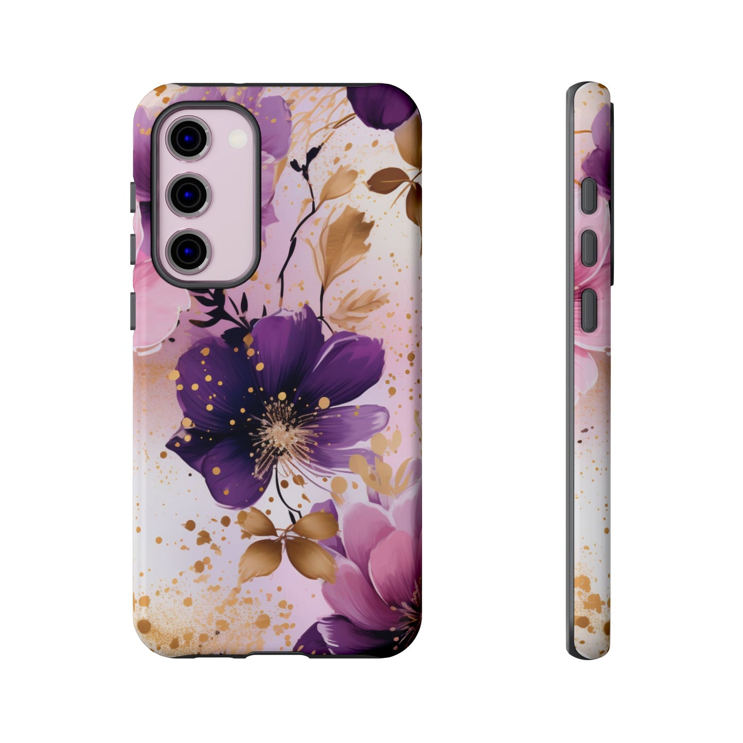 Luxury Purple & Gold Floral Aesthetic Mobile Case