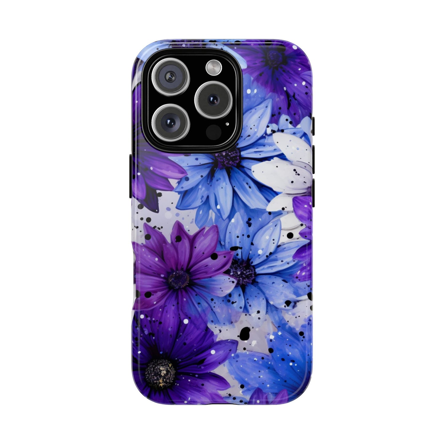 Blue & Purple Floral Splash Mobile Cover – Elegant Artistic Flowers