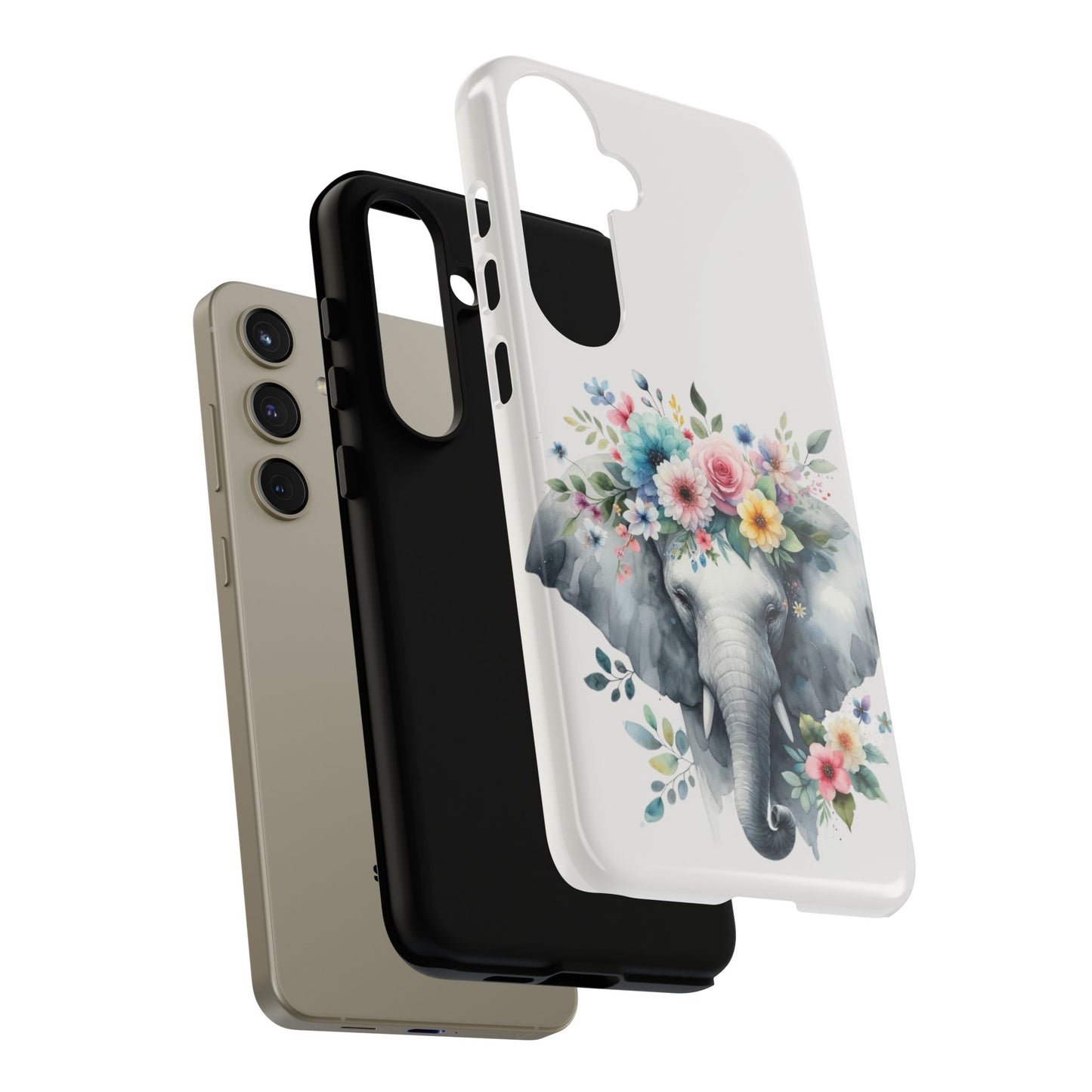 Floral Crown Elephant Mobile Cover – Elegant Watercolor Art