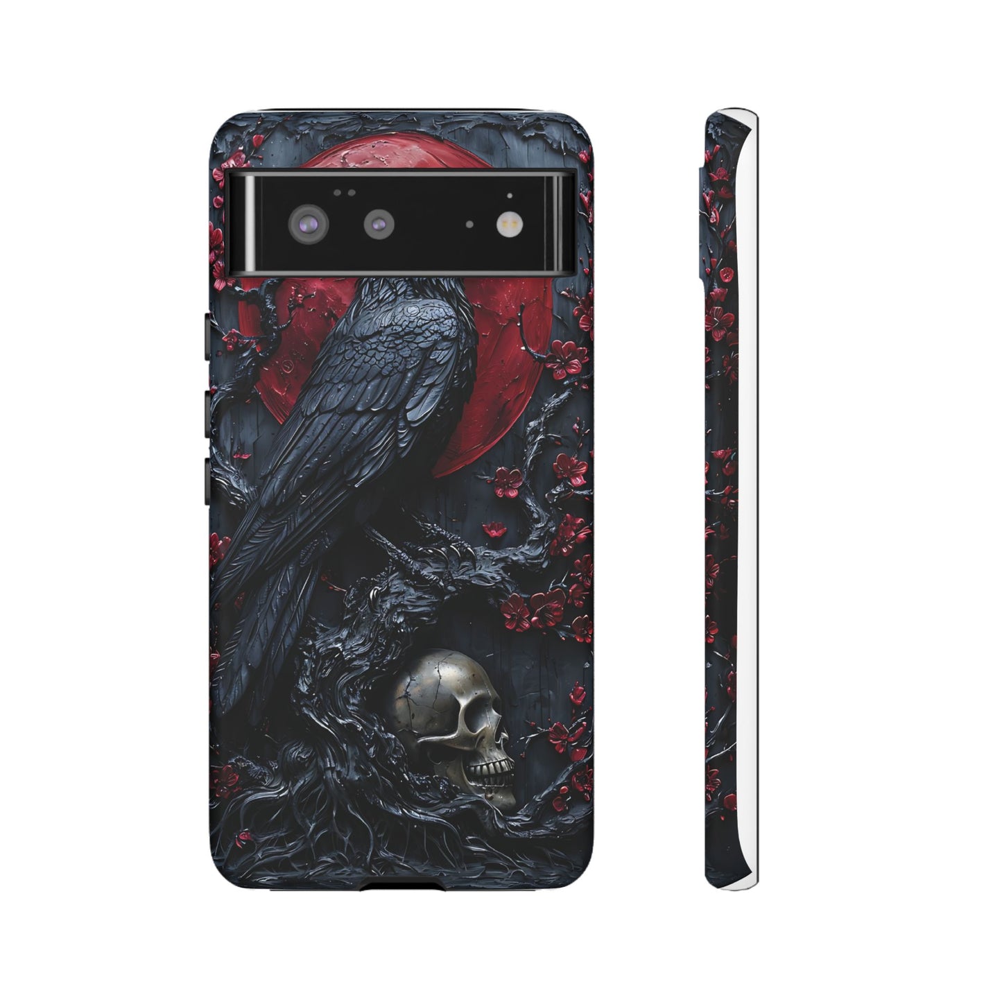 Gothic Sculpture Of Raven On Charcoal Tree Branch phone case design