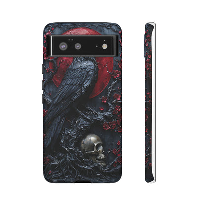 Gothic Sculpture Of Raven On Charcoal Tree Branch phone case design