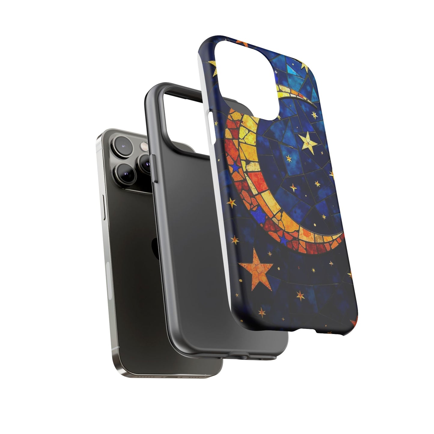 Celestial Crescent: Vibrant Moon and Stars Phone Case
