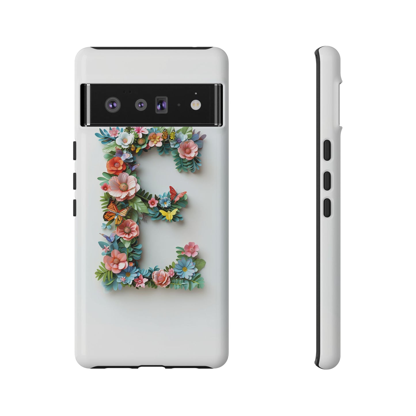 Floral Letter E Phone Case – Personalized Aesthetic Cover for iPhone, Samsung & Google Pixel