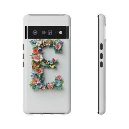 Floral Letter E Phone Case – Personalized Aesthetic Cover for iPhone, Samsung & Google Pixel