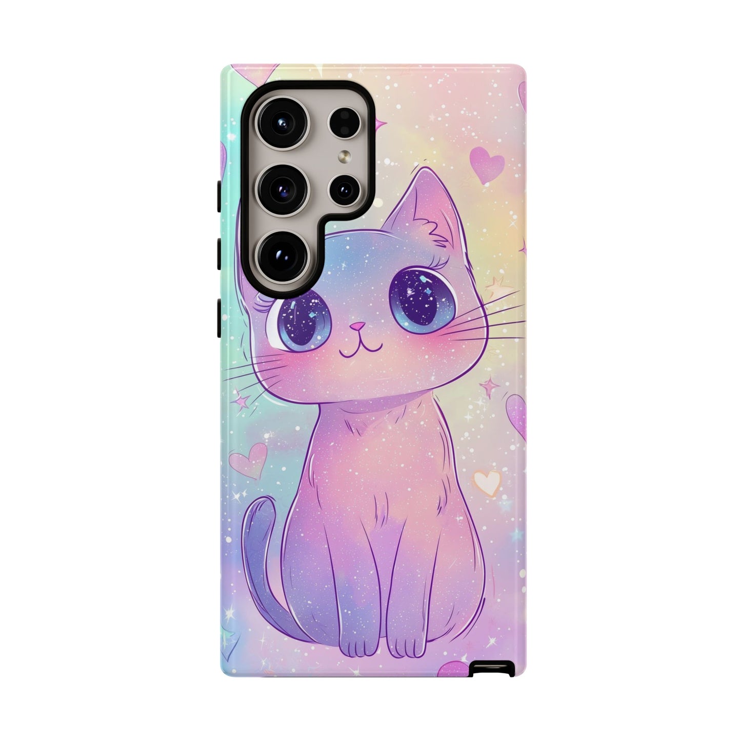 Cosmic Cat Phone Case – Sparkly Anime Aesthetic for iPhone, Google Pixel & Samsung