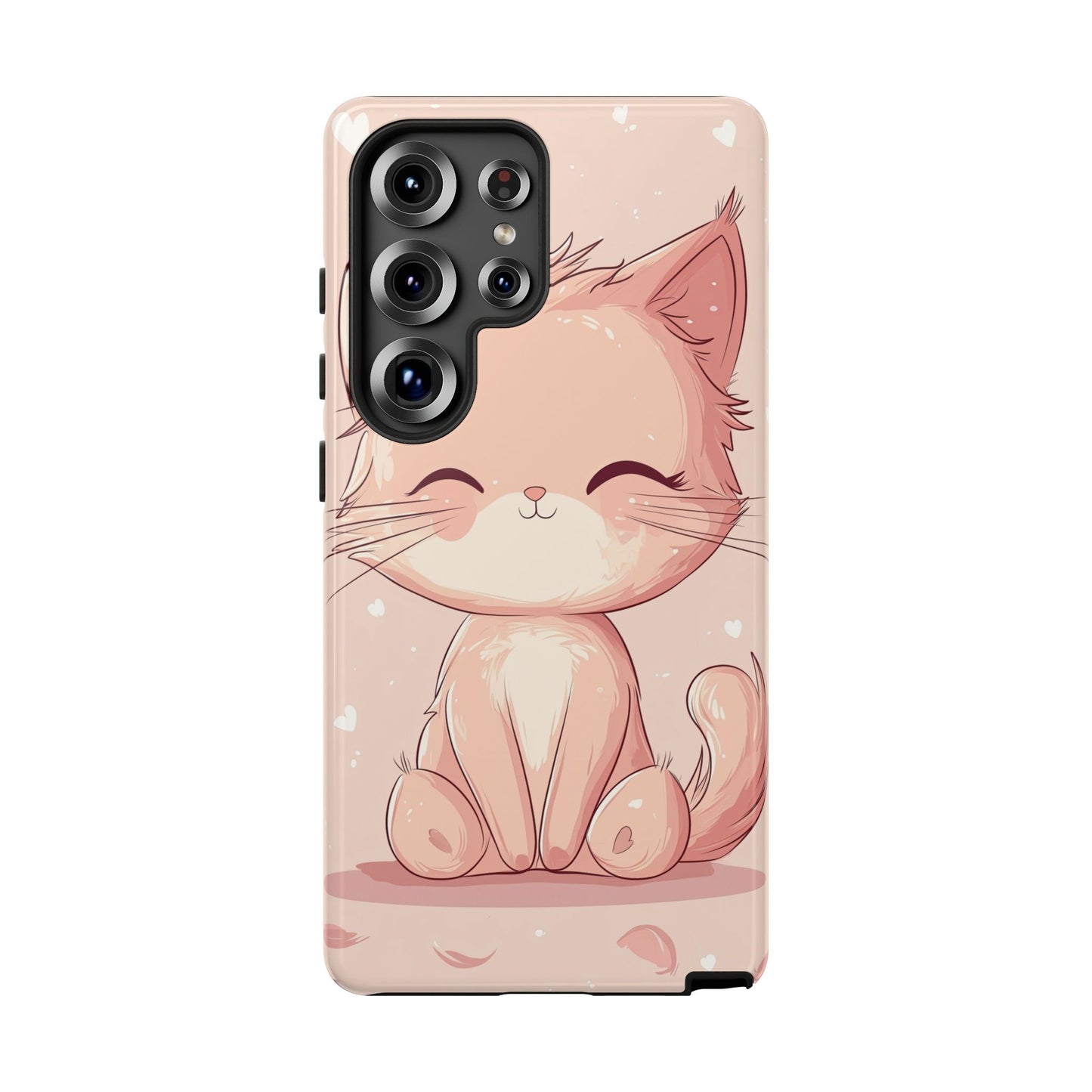 Kawaii Blush Kitty – Chibi Anime Cat Phone Case for iPhone, Samsung & Pixel