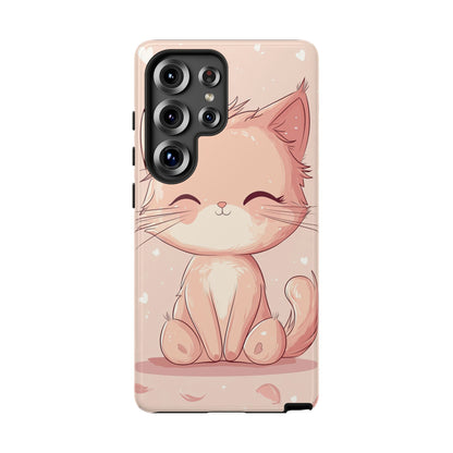 Kawaii Blush Kitty – Chibi Anime Cat Phone Case for iPhone, Samsung & Pixel