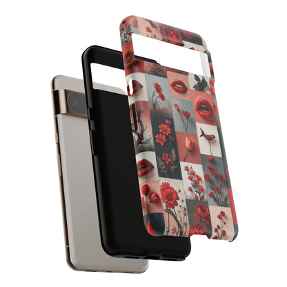 Red Flowers & Lips Collage Phone Case